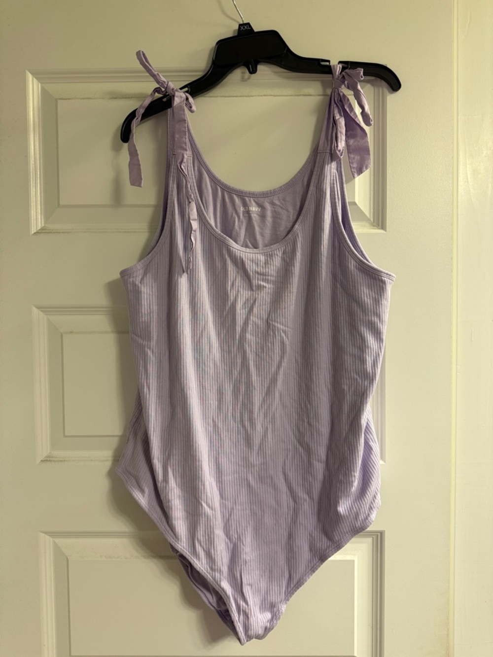 Old Navy Lavender Ribbed Tie-Shoulder Bodysuit